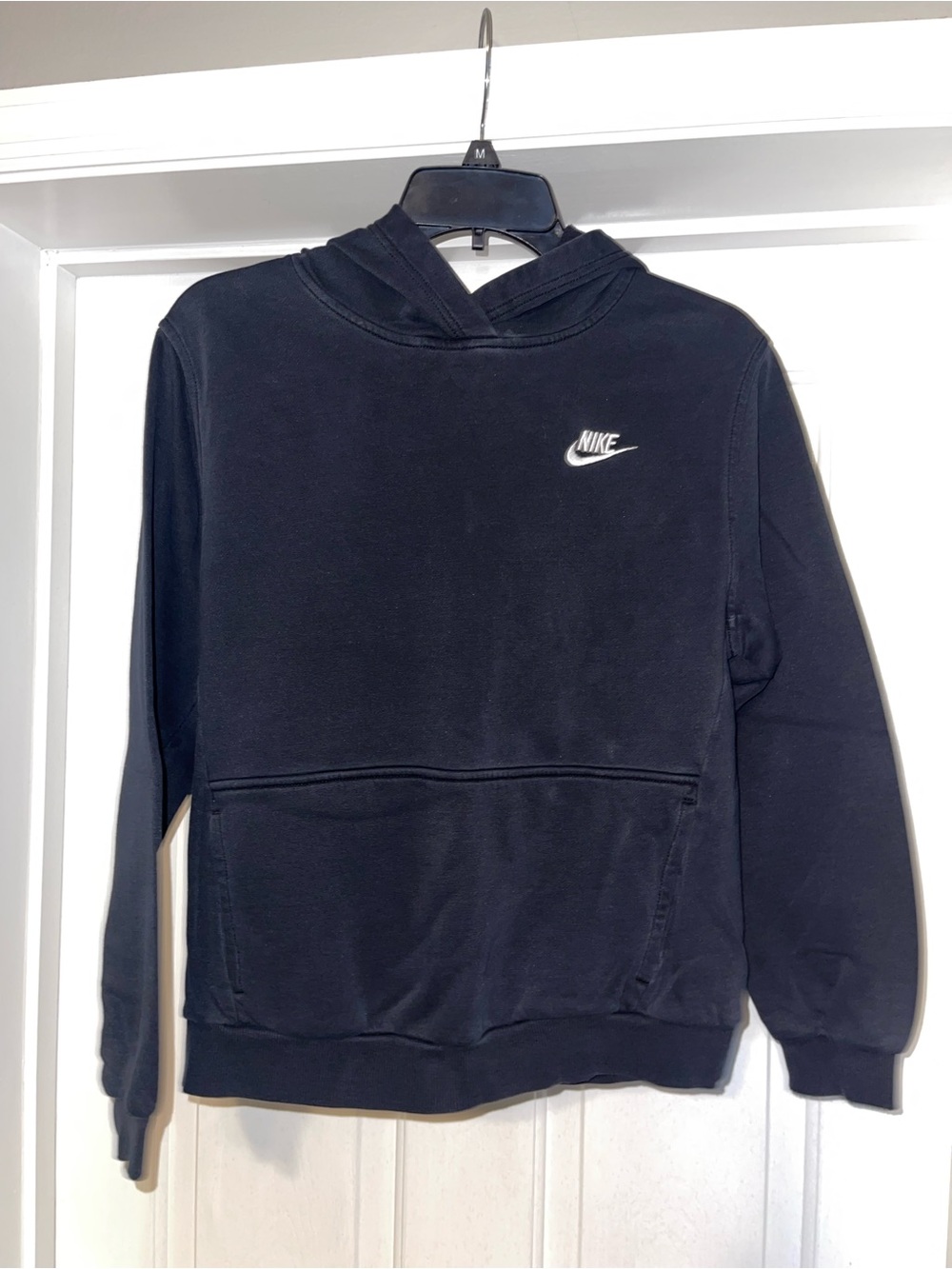Nike Black Kids Pullover Hoodie with White Swoosh